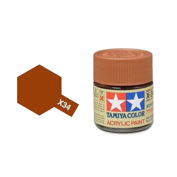 Tamiya #81034 Acrylic X-34 Metallic Braun (23ml) (0.023l)